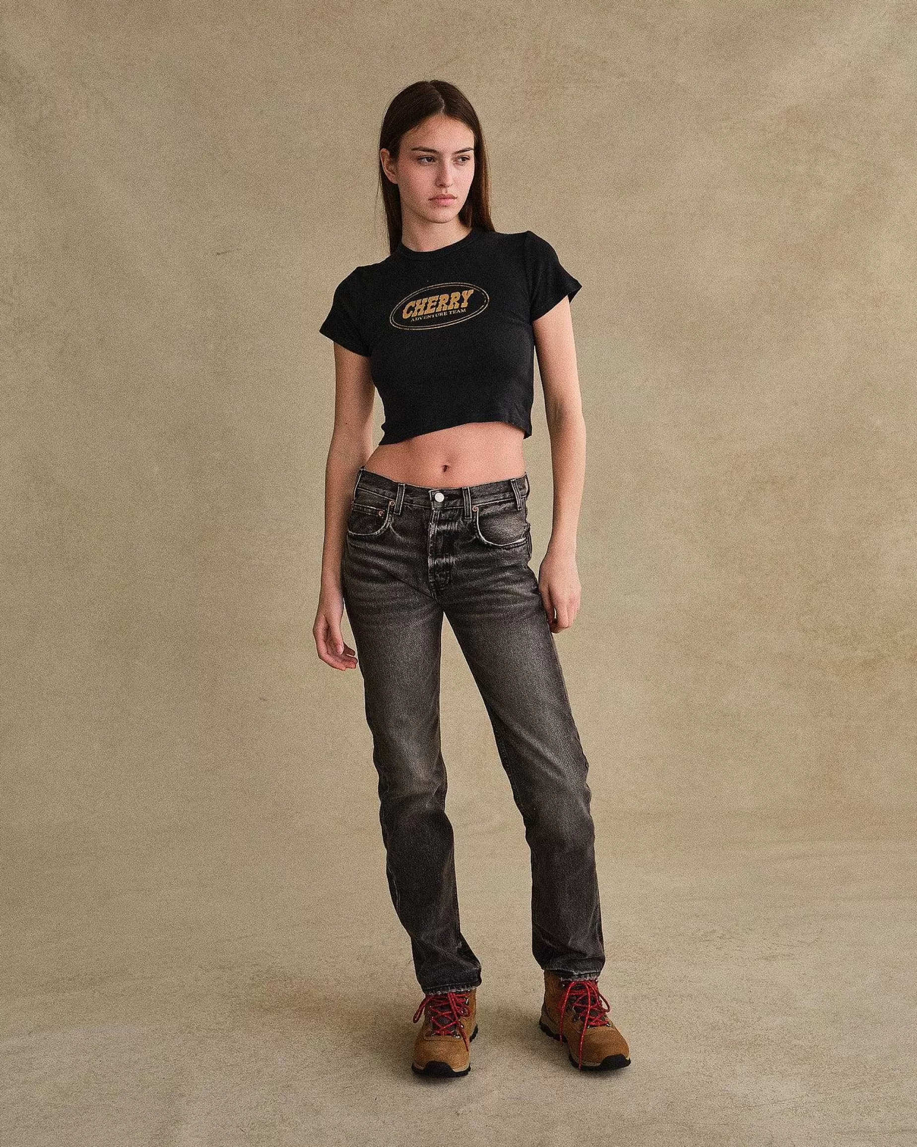 Cherry Women'S-Adventure Team Baby Tee (Black)