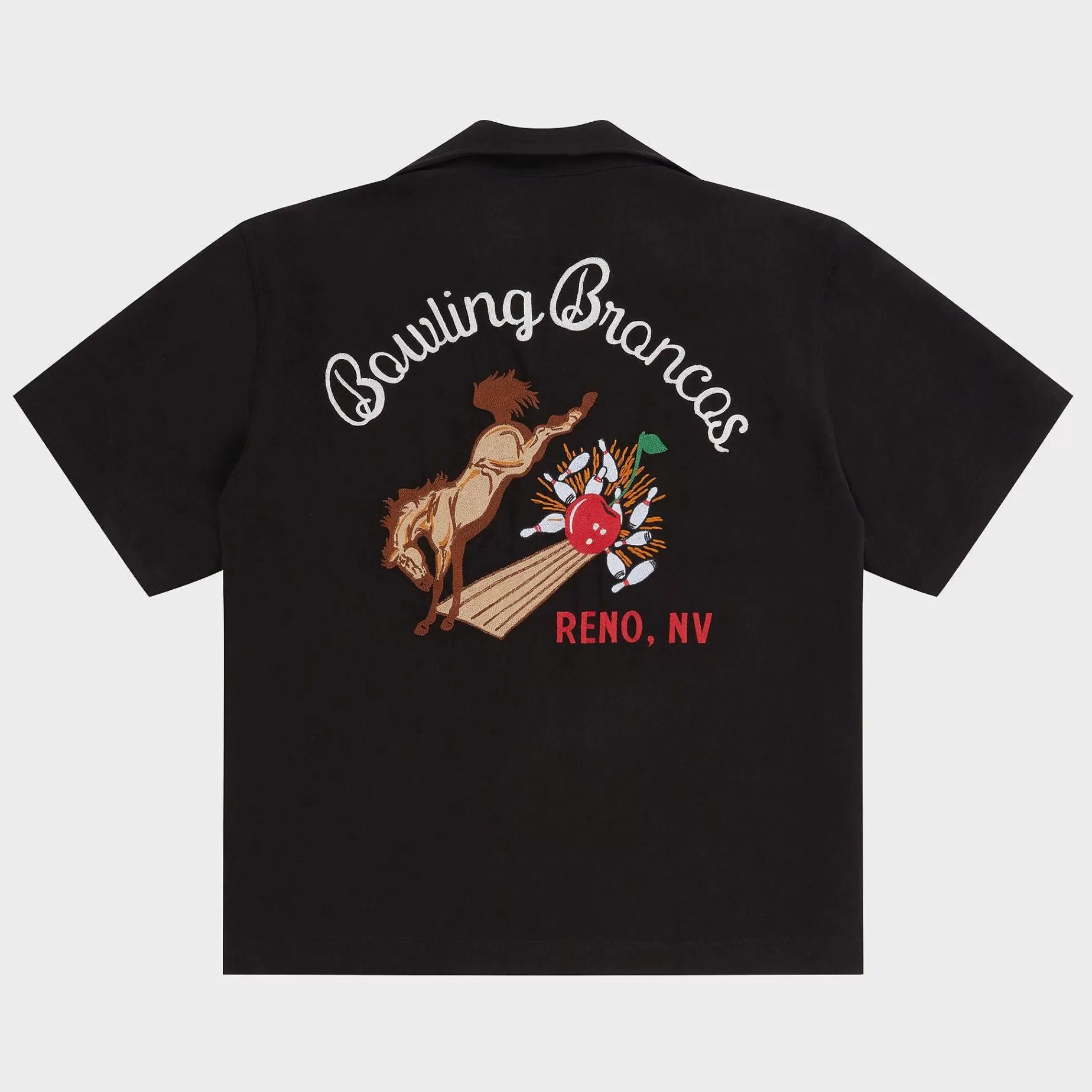 Cherry Shirting-Bowling Broncos Bowling Shirt (Black)