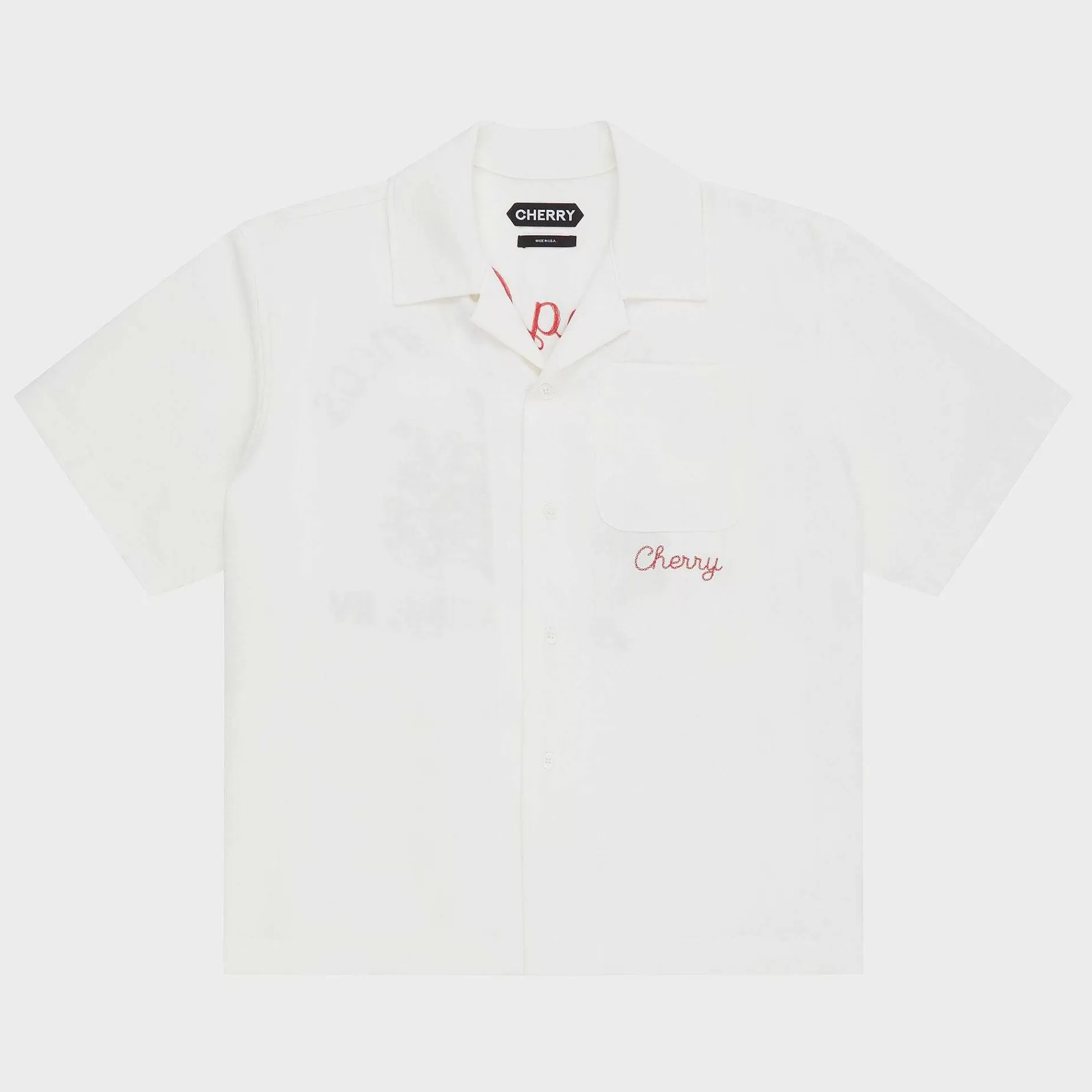 Cherry Shirting-Bowling Broncos Bowling Shirt (Cream)