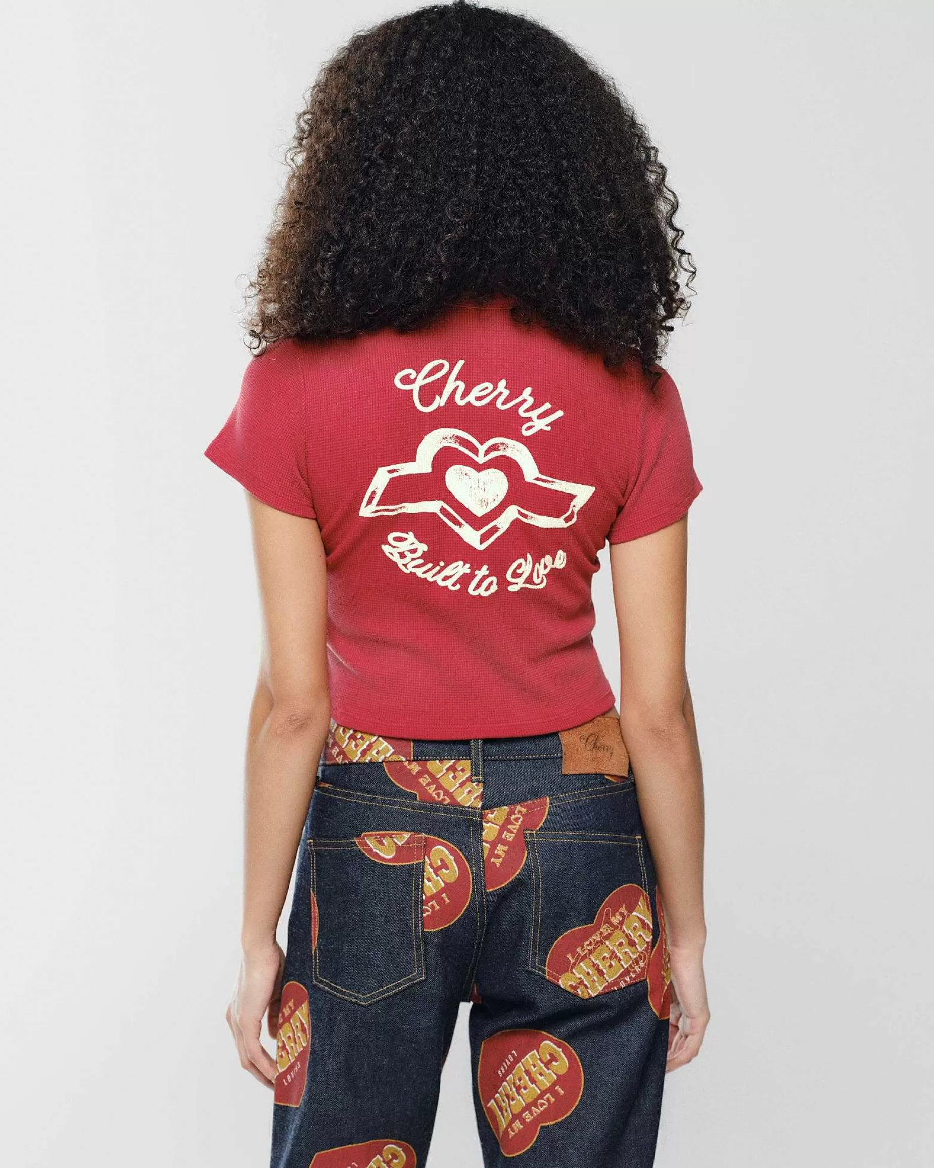 Cherry Women'S-Built To Love Thermal Baby Tee (Red)