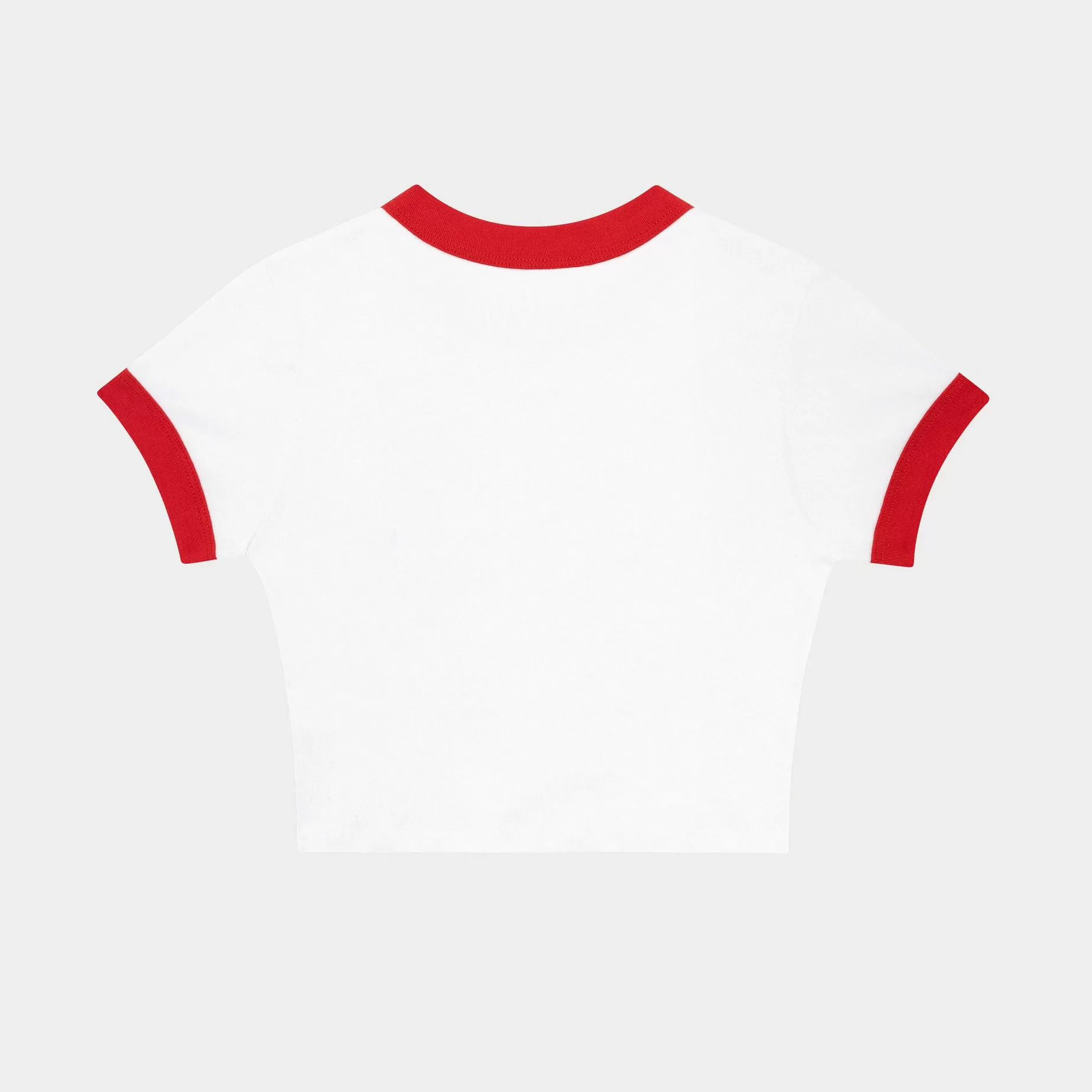 Cherry Women'S-Camp Ringer Baby Tee (White/Red)