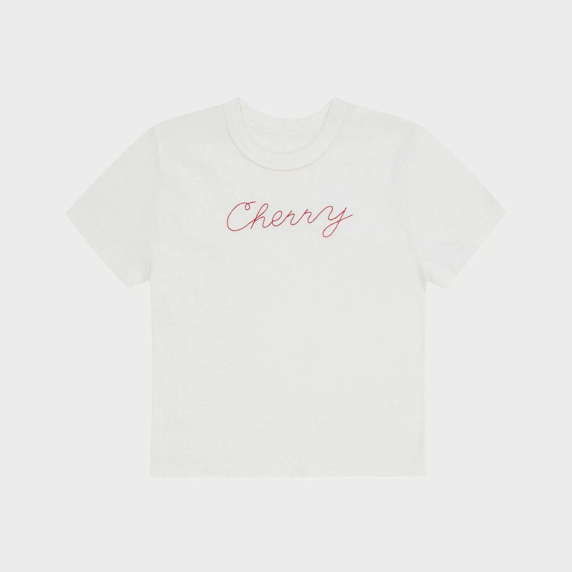 Cherry Women'S-Chain Stitch Baby Tee (Vintage White)