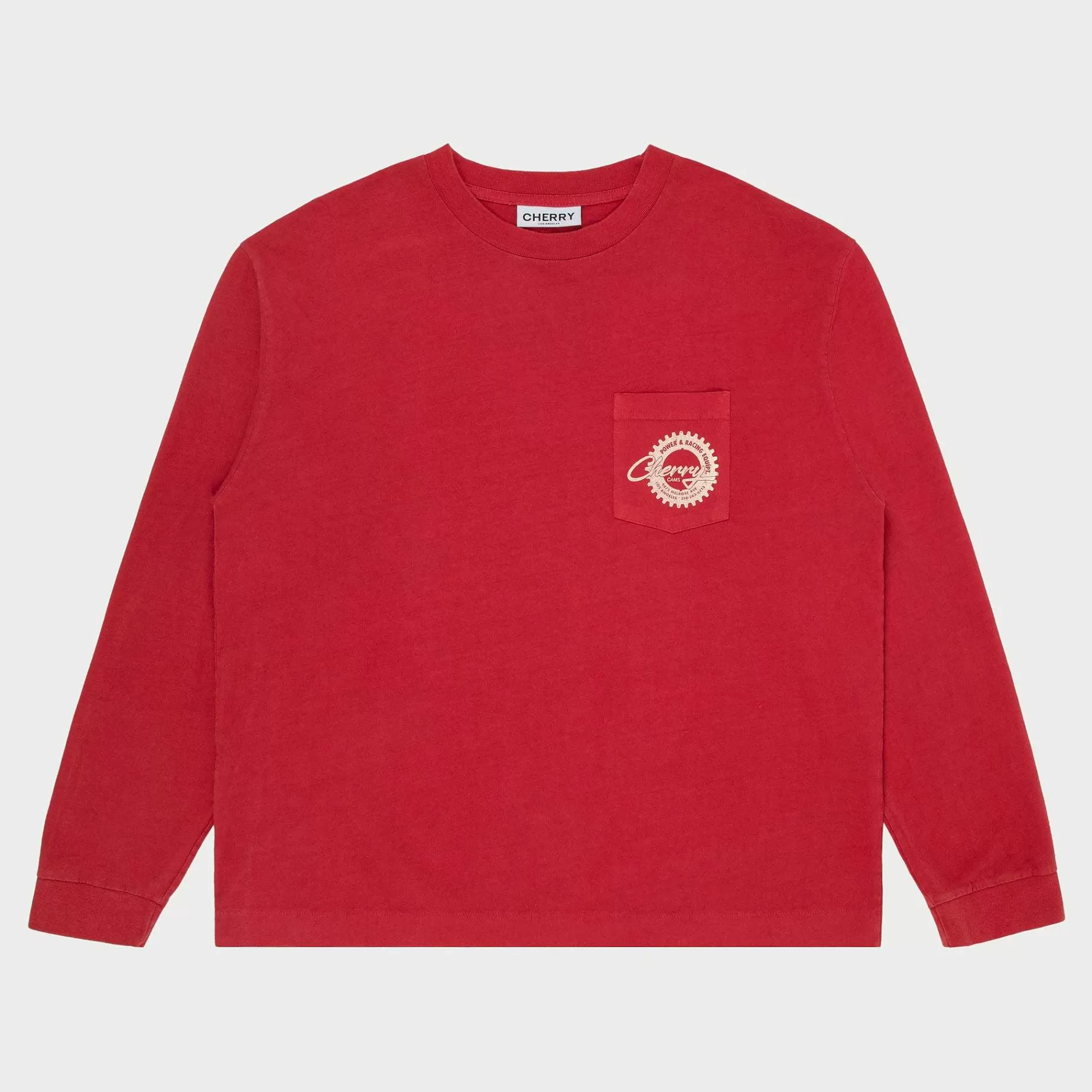 Cherry Tees & Long Sleeves- Cams Pocket L/S T-Shirt (Vintage Red)