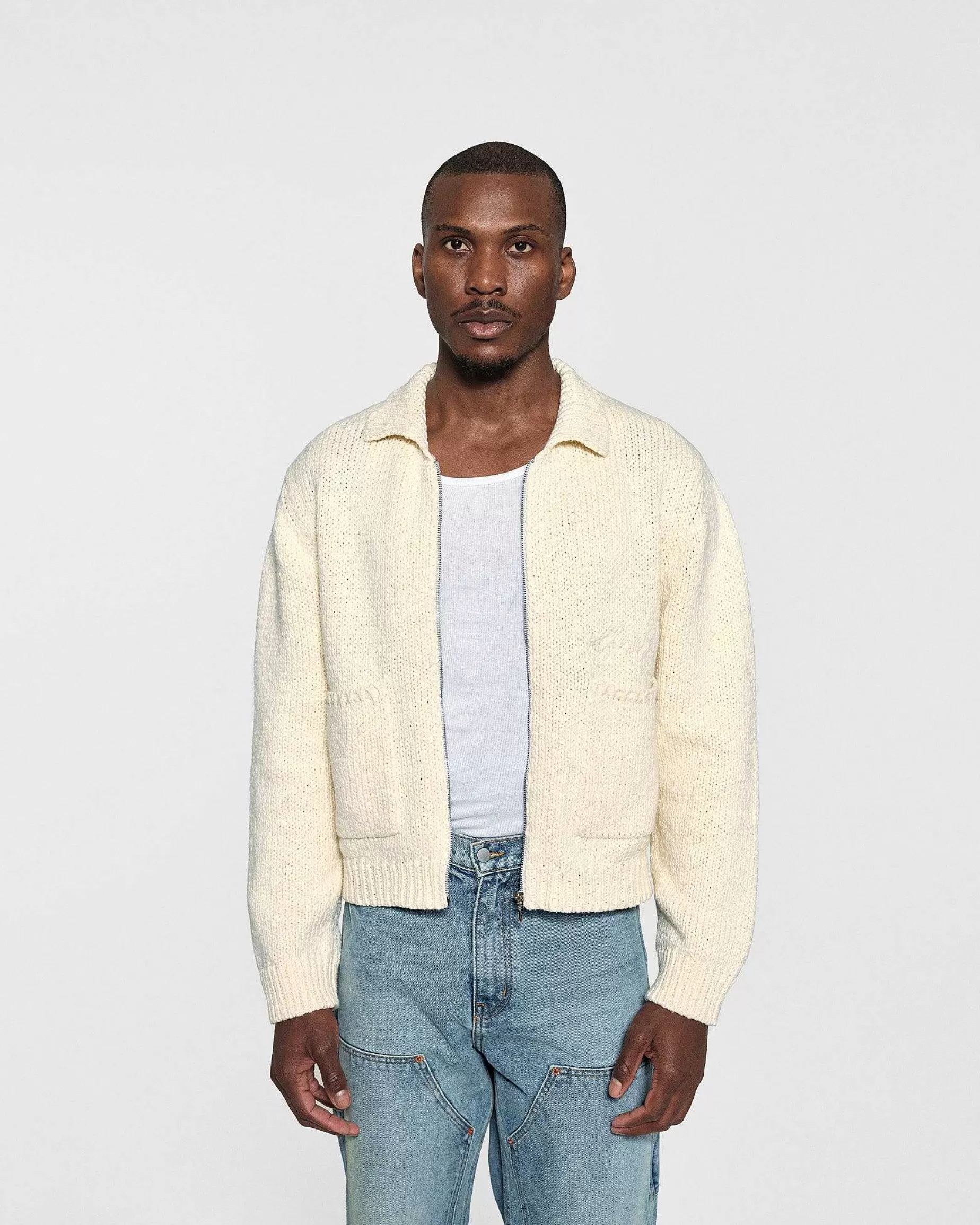 Cherry Jackets-Cotton Knit Club Jacket (Cream)