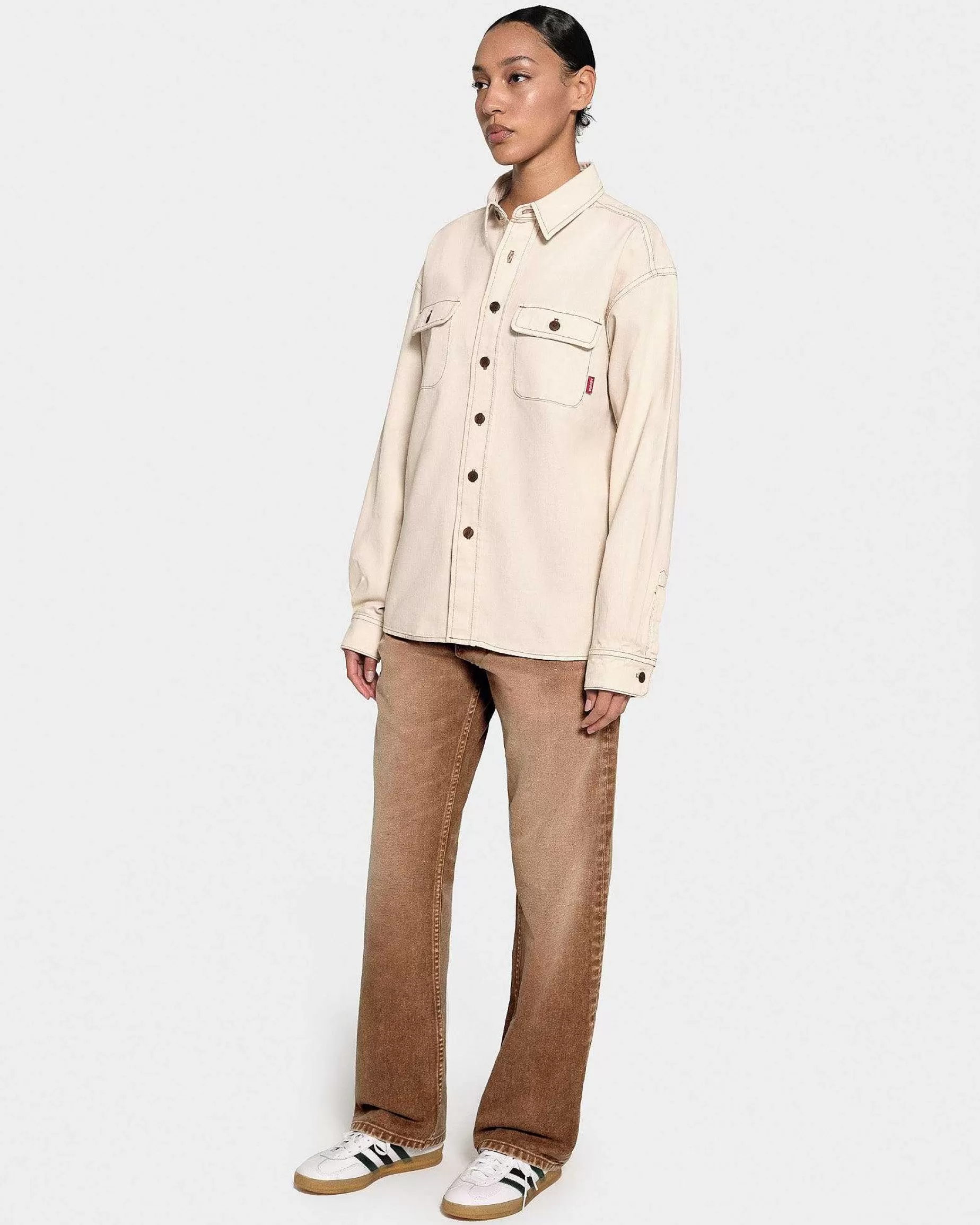 Cherry Shirting-Denim Overshirt (Vintage White)