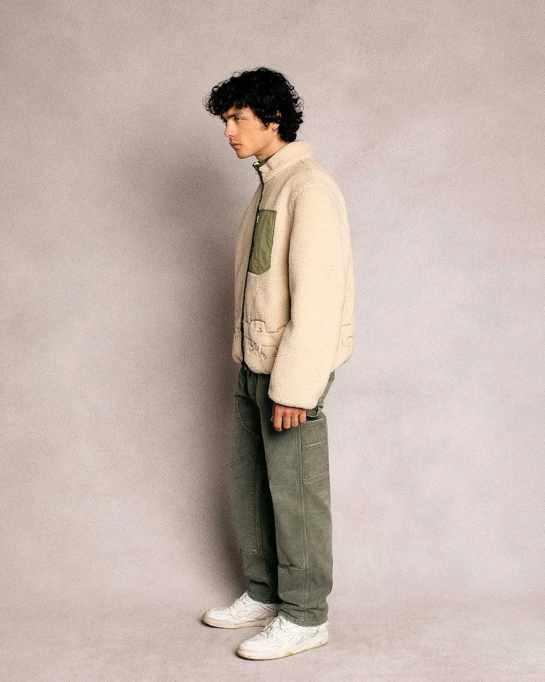 Cherry Jackets-Embroidered Sherpa Jacket (Natural)