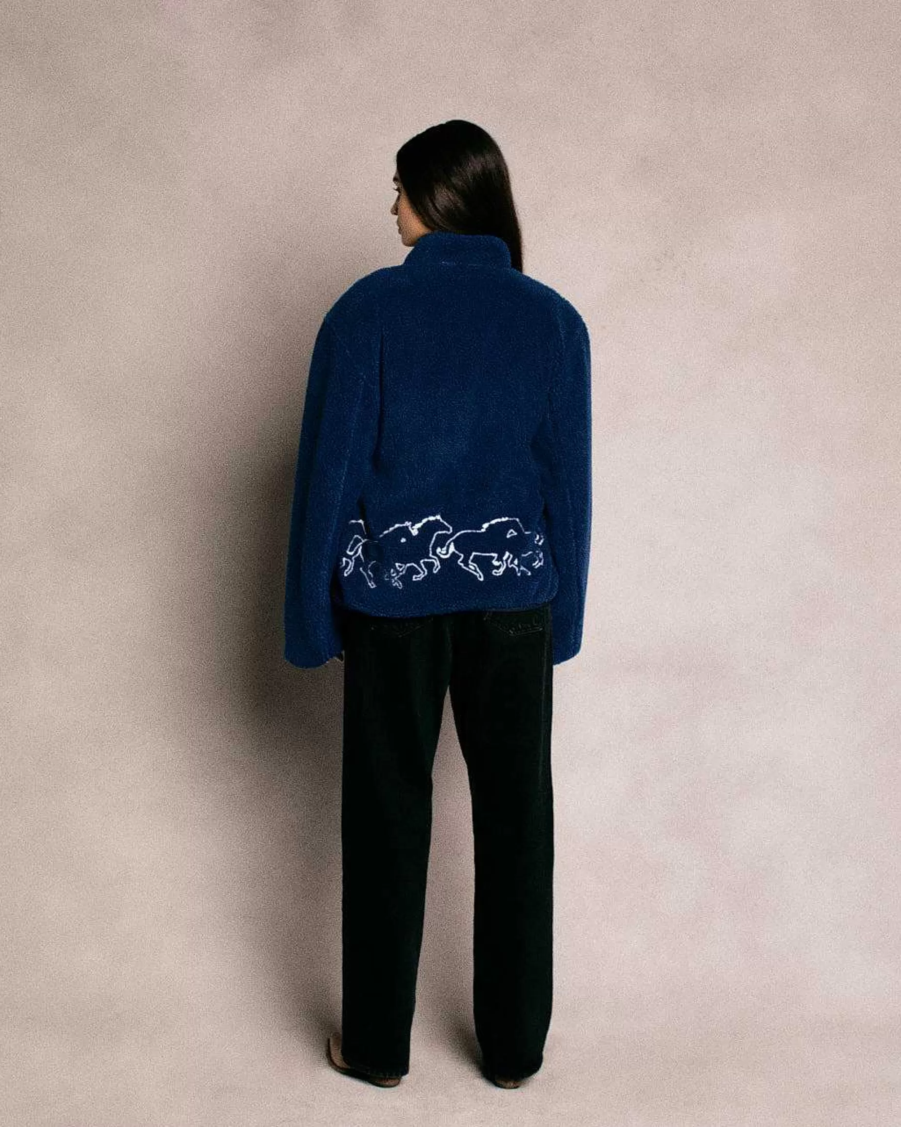 Cherry Jackets-Embroidered Sherpa Jacket (Royal)