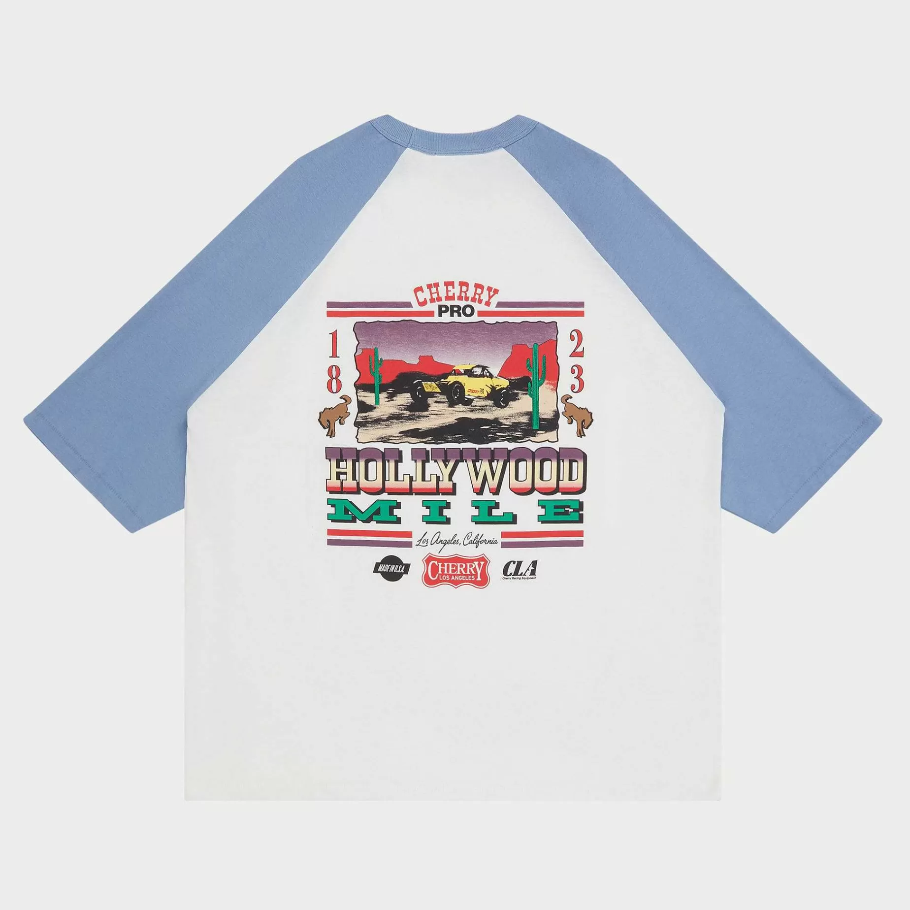 Cherry Tees & Long Sleeves-Hollywood Mile Baseball Tee (Dusty Blue)