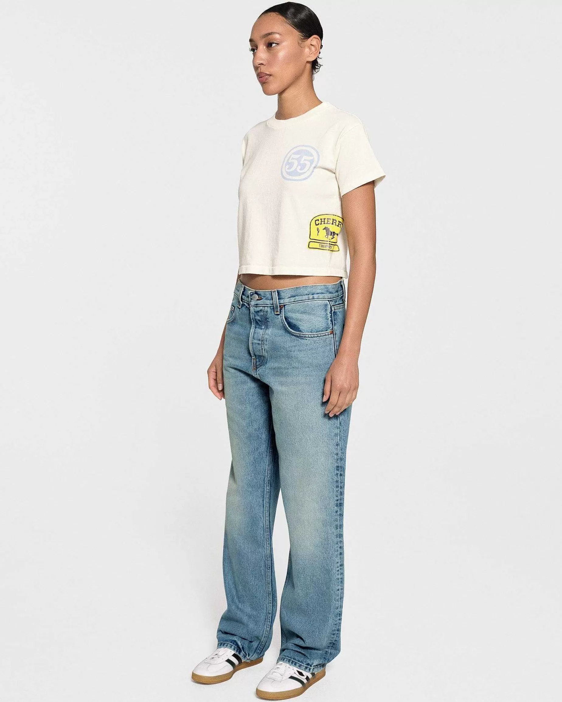 Cherry Women'S-Off Road Boxy Baby Tee (Vintage White)