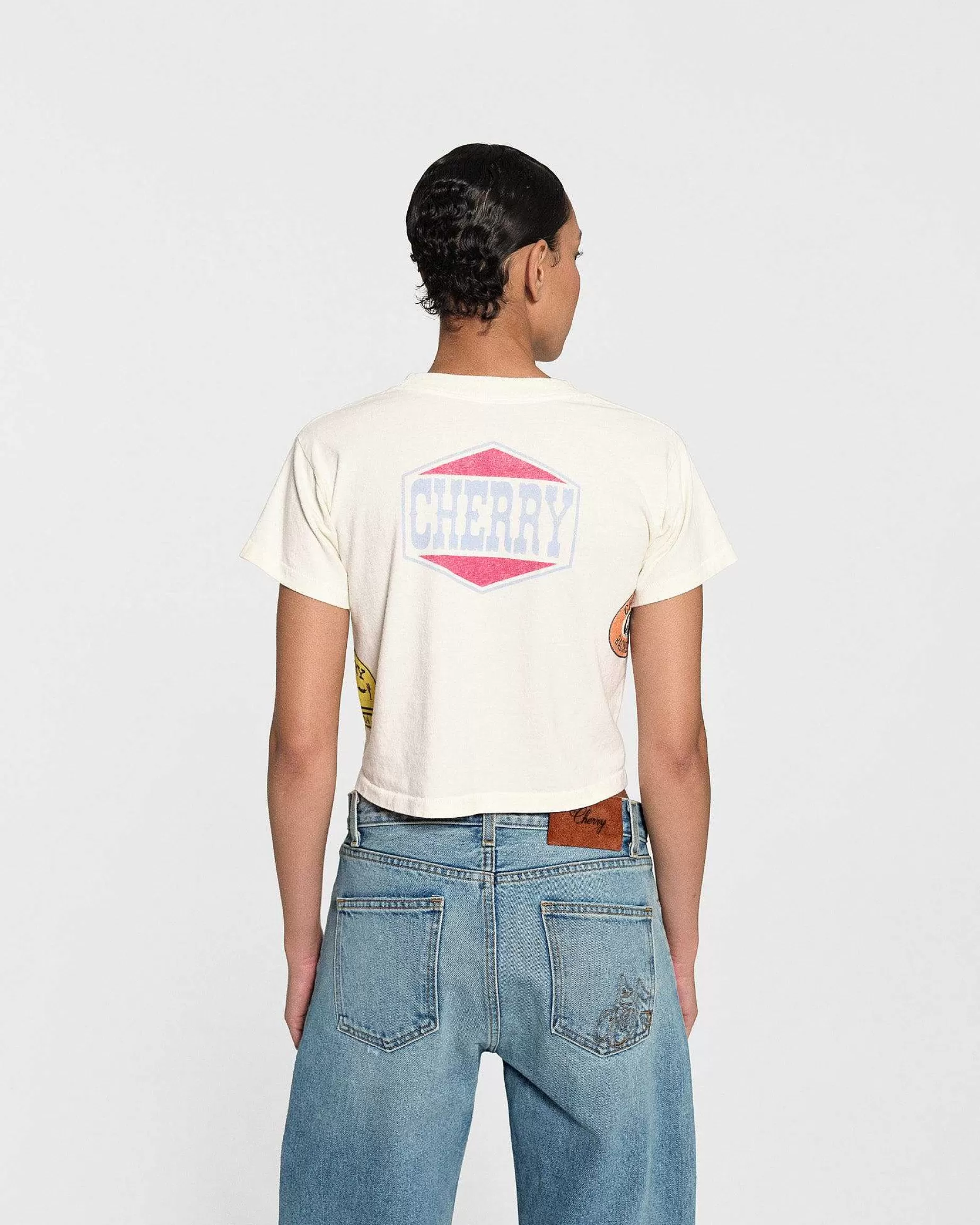 Cherry Women'S-Off Road Boxy Baby Tee (Vintage White)
