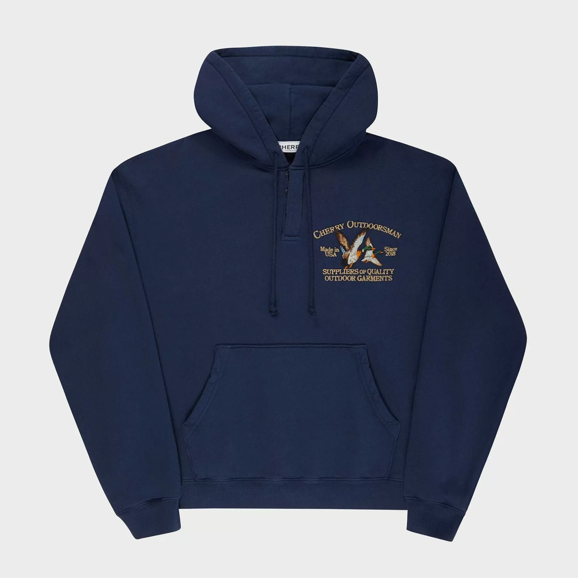 Cherry Sweatshirts-Outdoorsman Henley Hoodie (Navy)