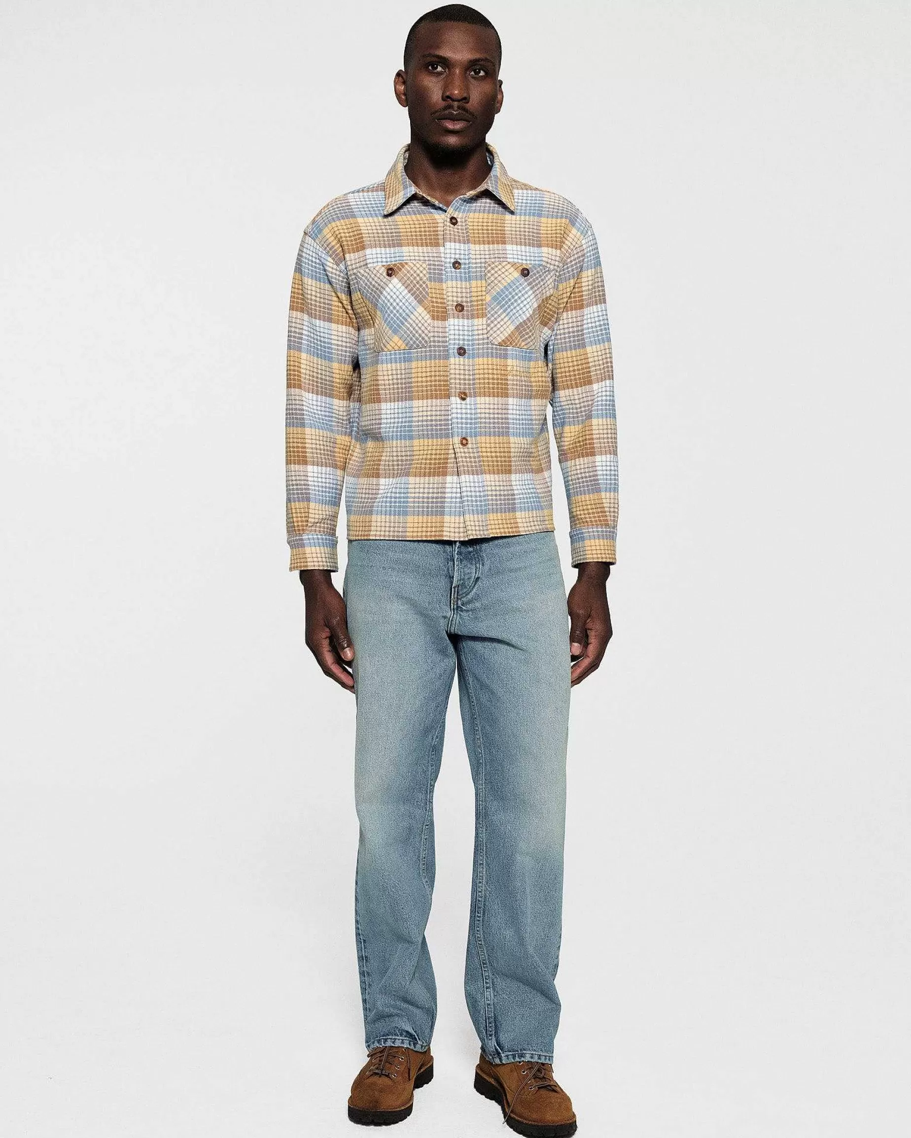 Cherry Shirting-Plaid Overshirt (Beige)