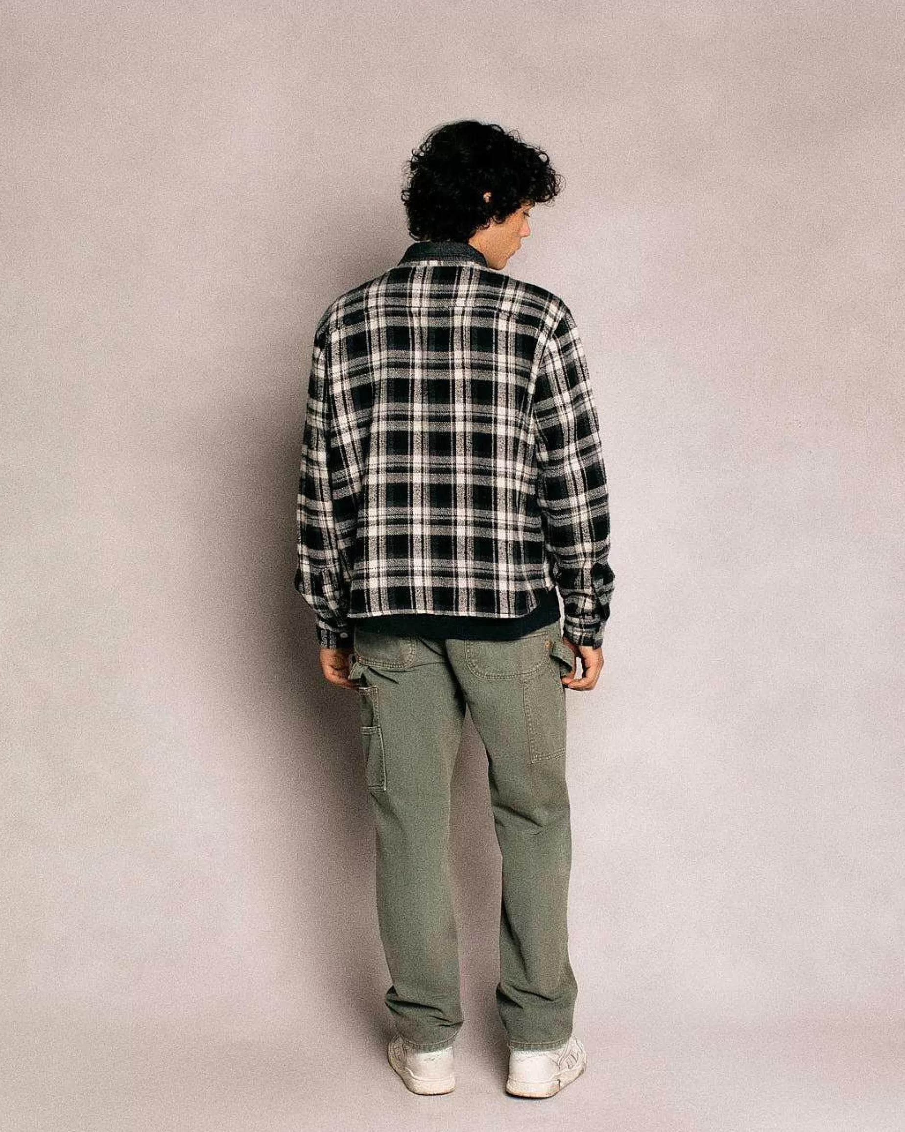 Cherry Jackets-Plaid Zip Shirt Jacket (Black)