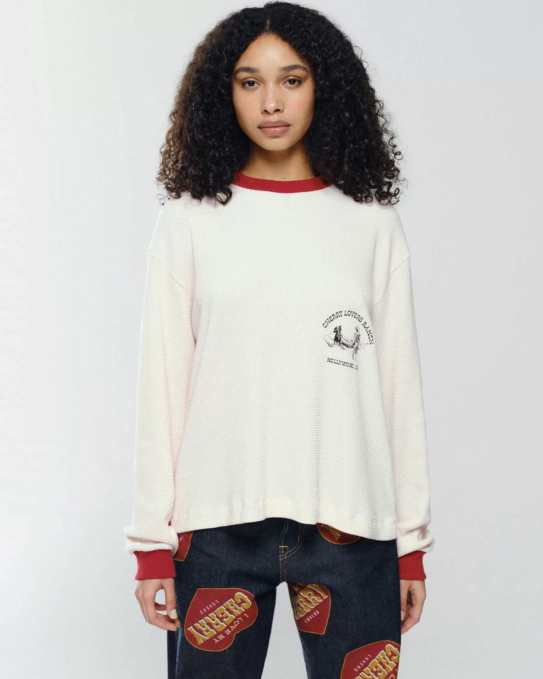 Cherry Tees & Long Sleeves-Ranch Thermal Shirt (Vintage White)