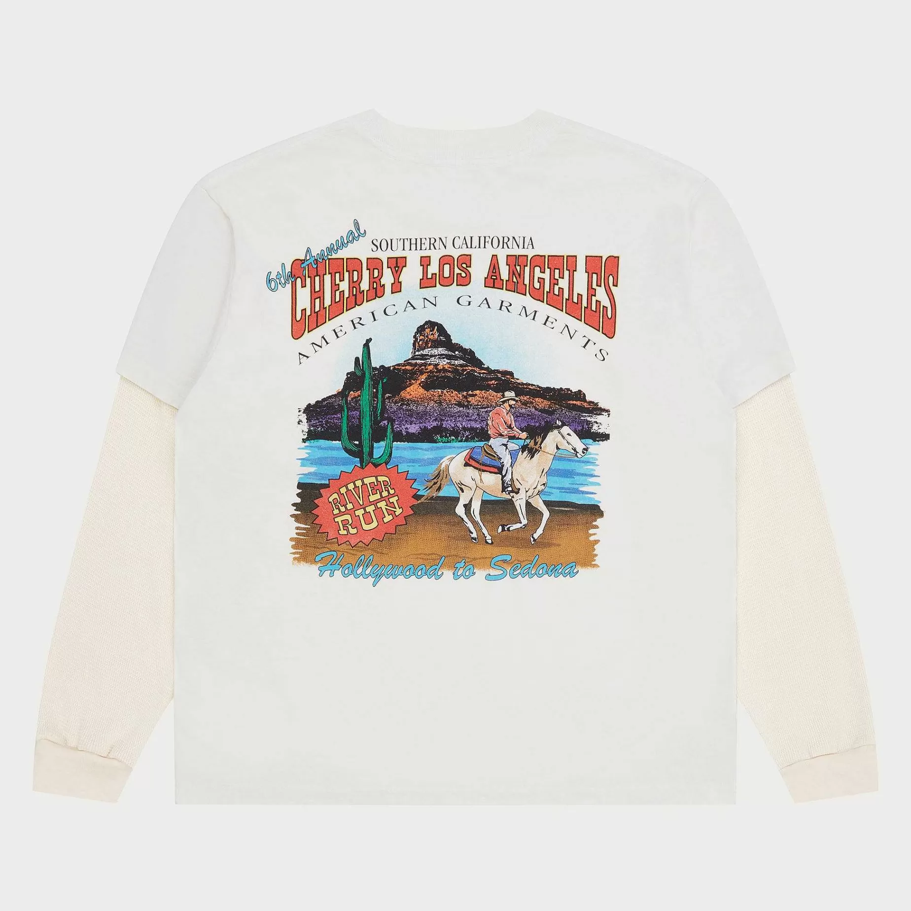 Cherry Tees & Long Sleeves-River Run Boxy Pocket Thermal L/S (Vintage White)
