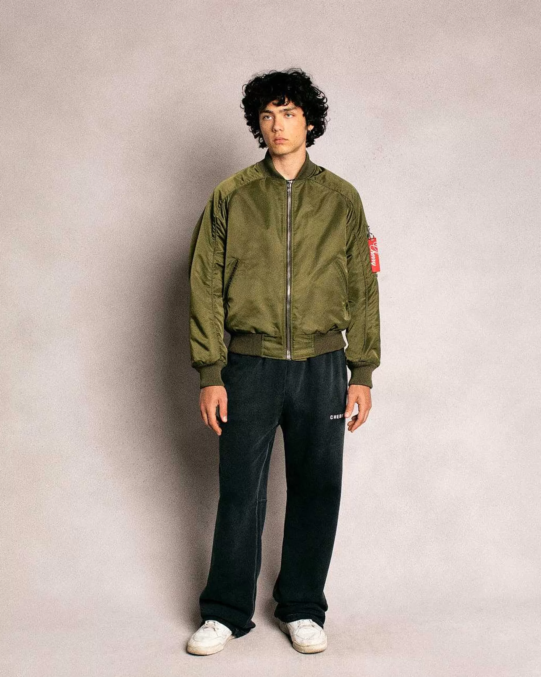 Cherry Jackets-Satin Bomber Jacket (Olive)