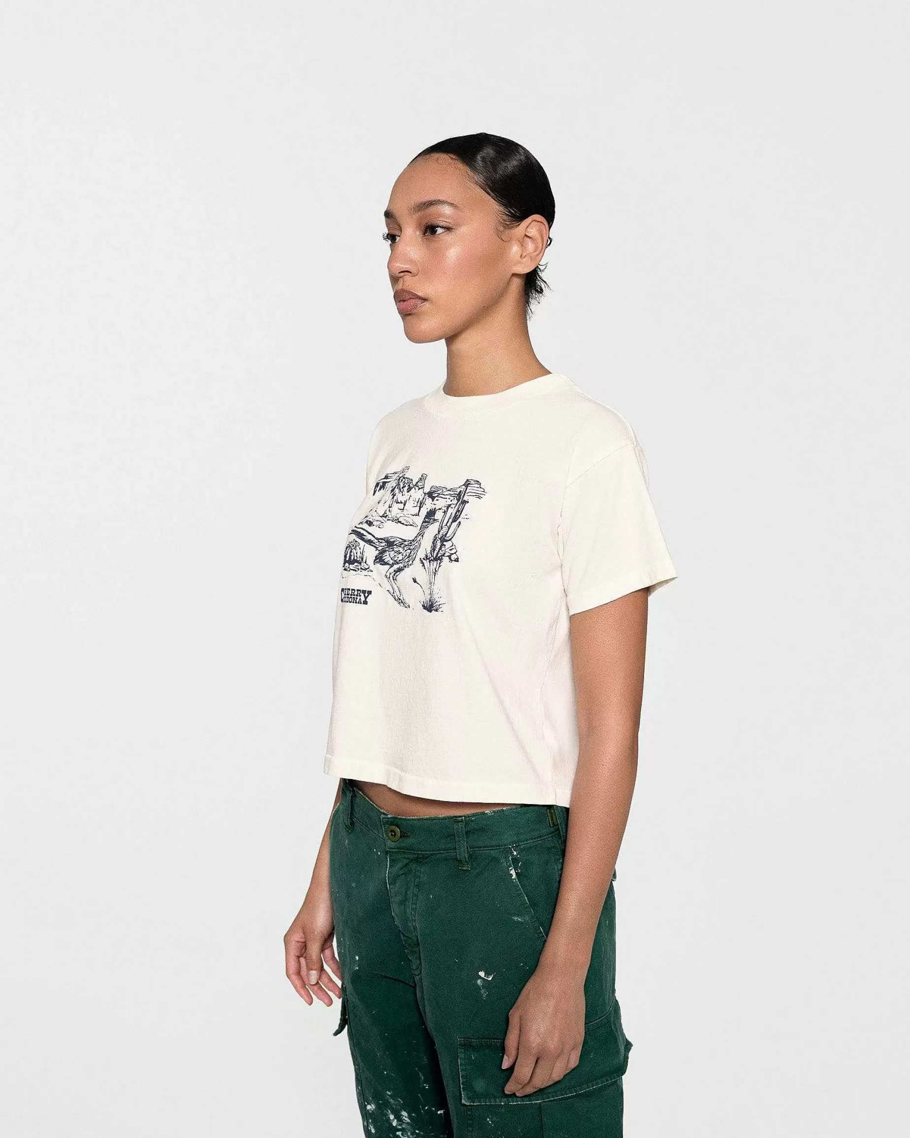 Cherry Women'S-Sedona Boxy Baby Tee (Vintage White)