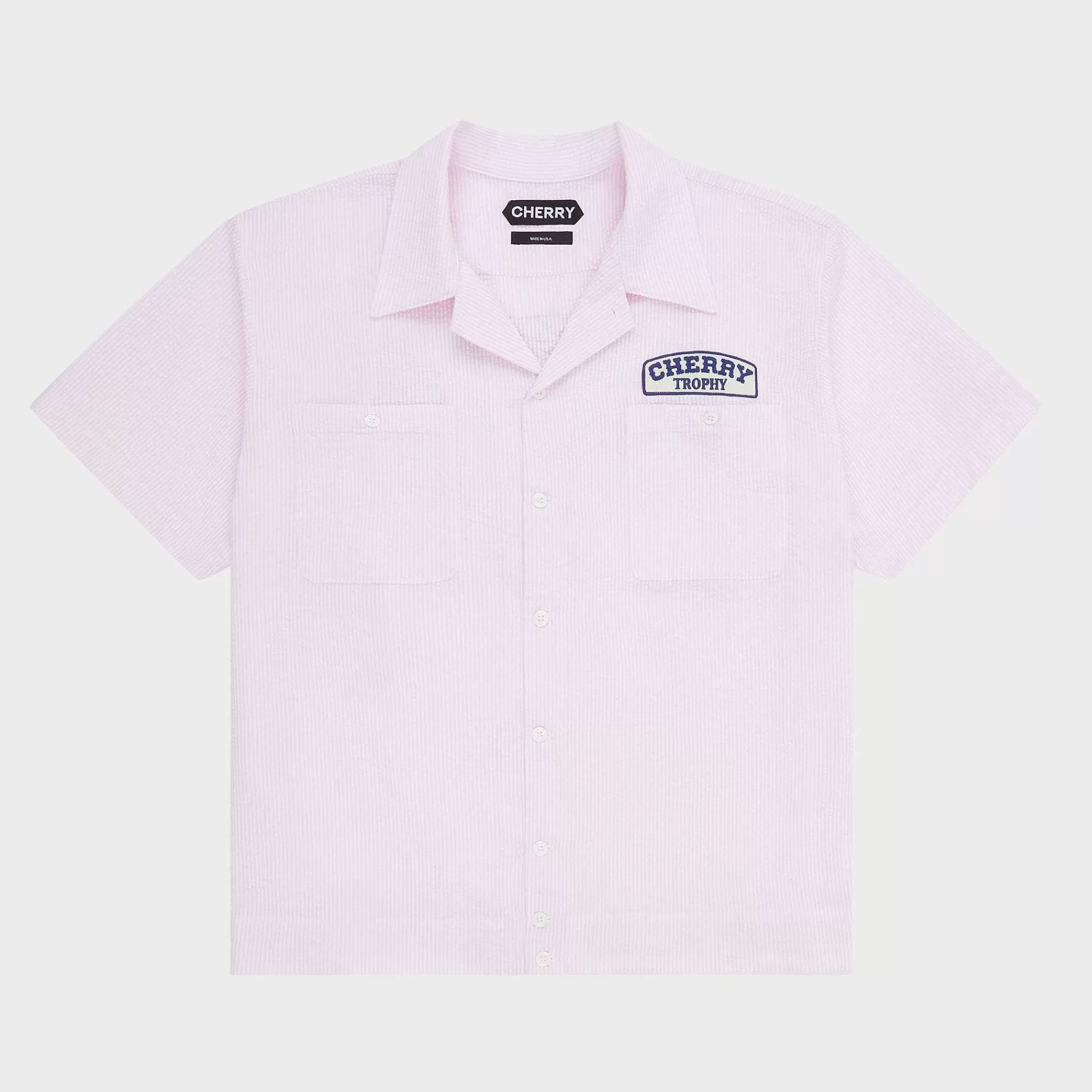 Cherry Shirting-Seersucker Trophy Mechanic Shirt (Pink)