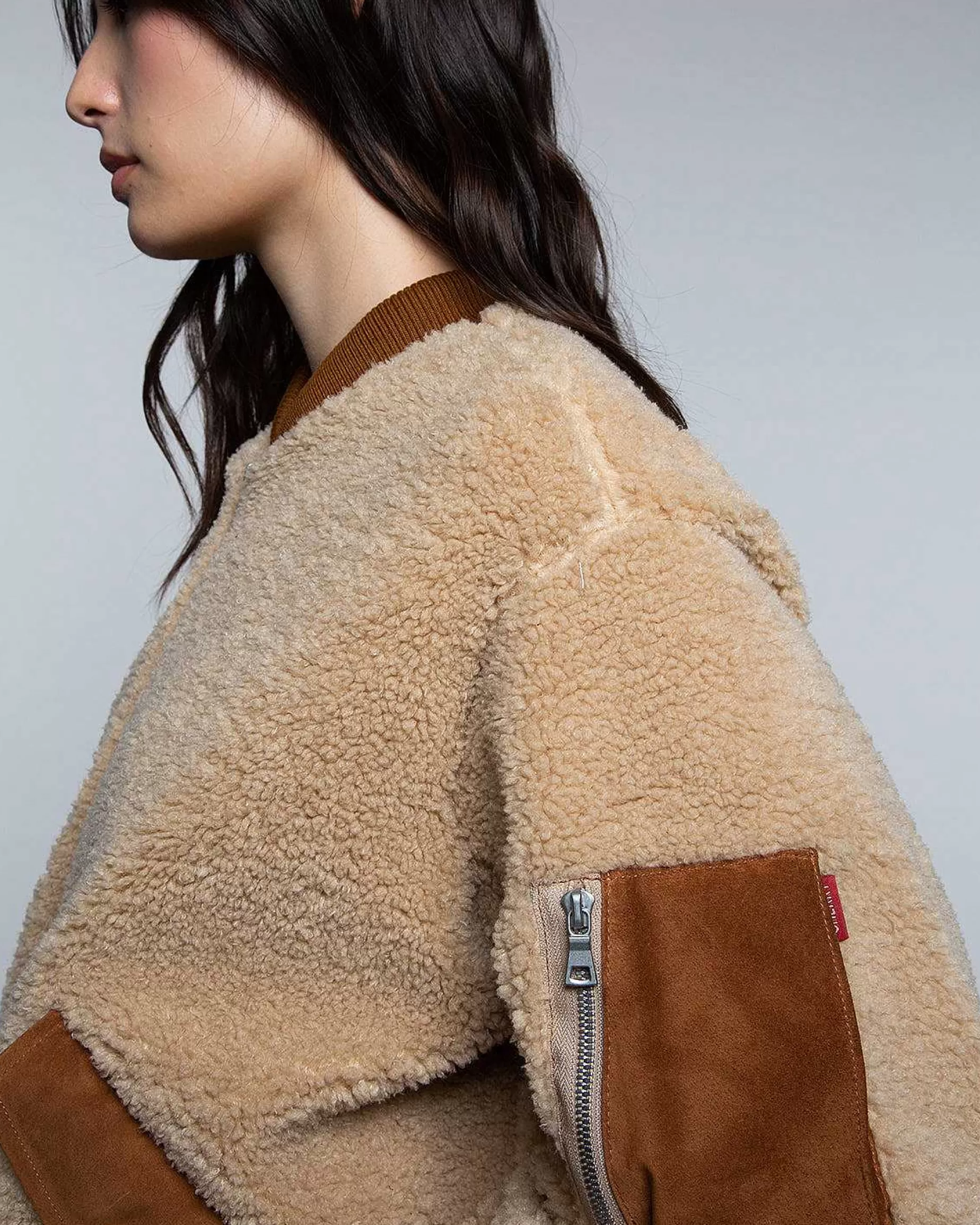 Cherry Jackets-Sherpa Bomber Jacket (Natural)