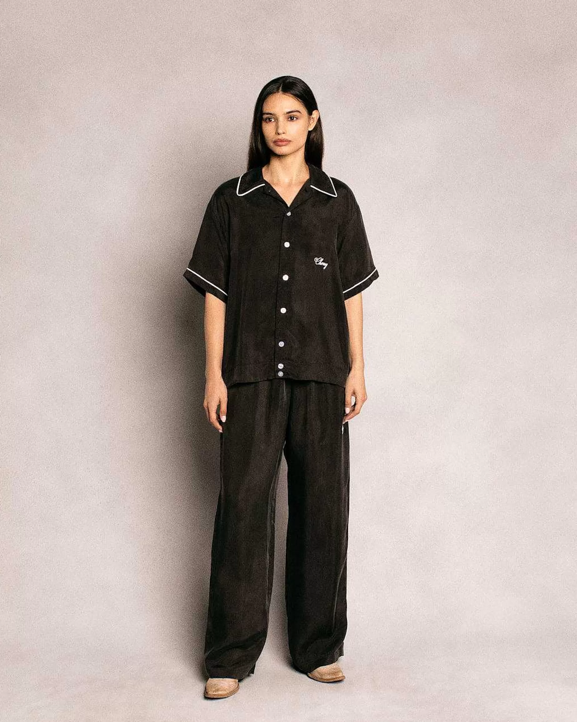 Cherry Shirting-Smoking Shirt (Black)