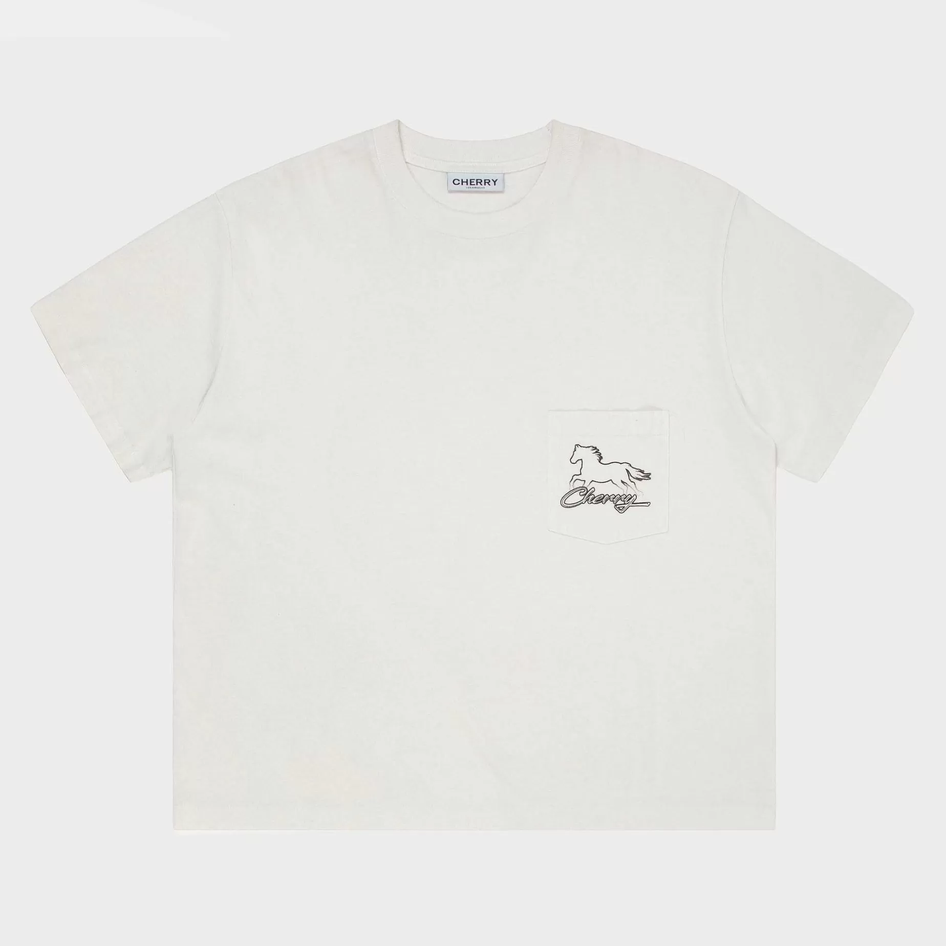Cherry Tees & Long Sleeves-Stardust Boxy Pocket Tee (Vintage White)