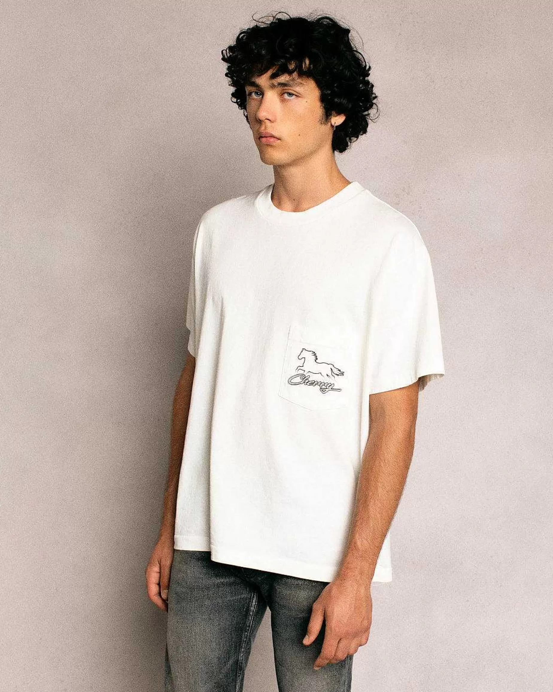 Cherry Tees & Long Sleeves-Stardust Boxy Pocket Tee (Vintage White)