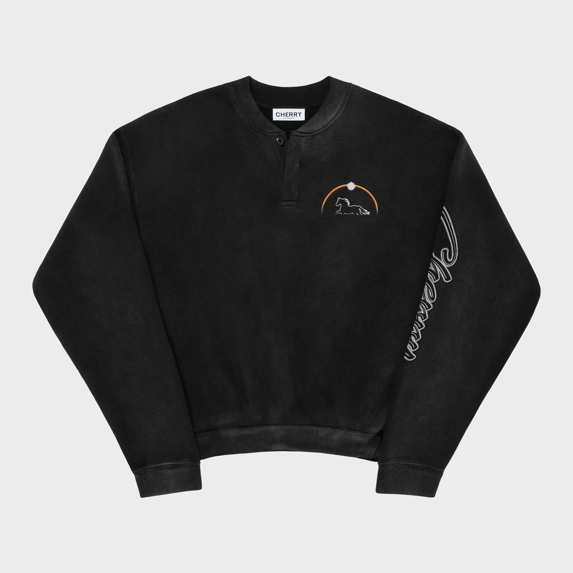 Cherry Sweatshirts-Stardust Henley Crewneck (Vintage Black)
