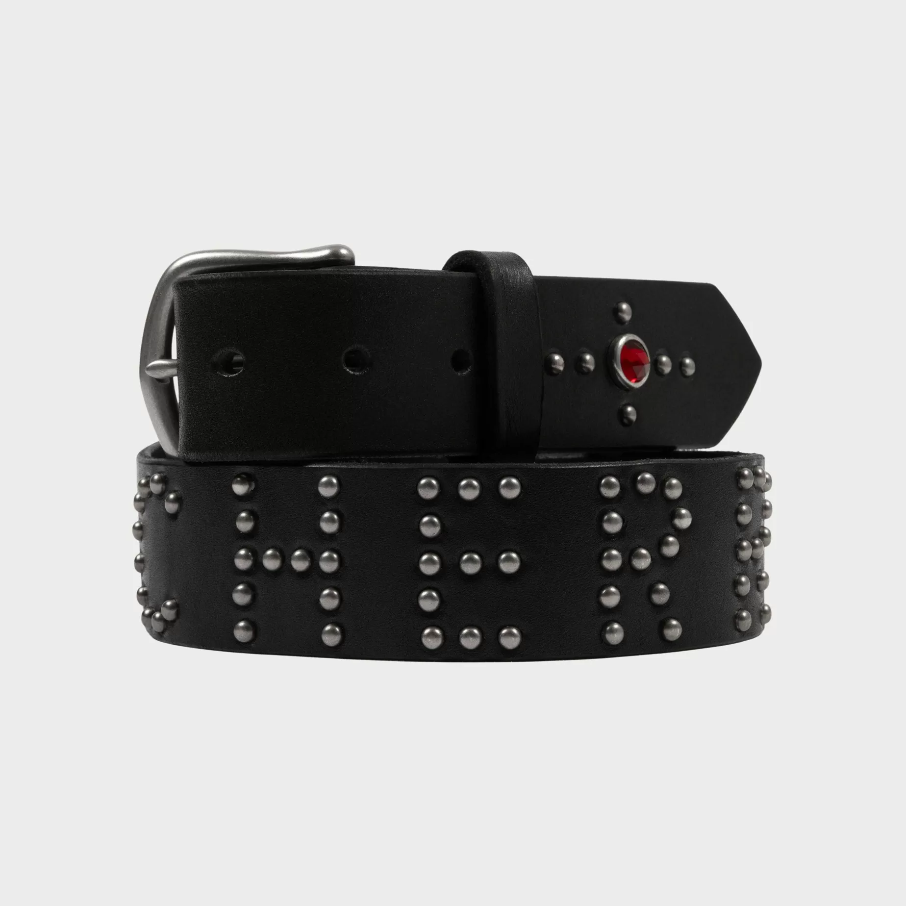 Cherry Accessories-Studded Leather Belt (Black)