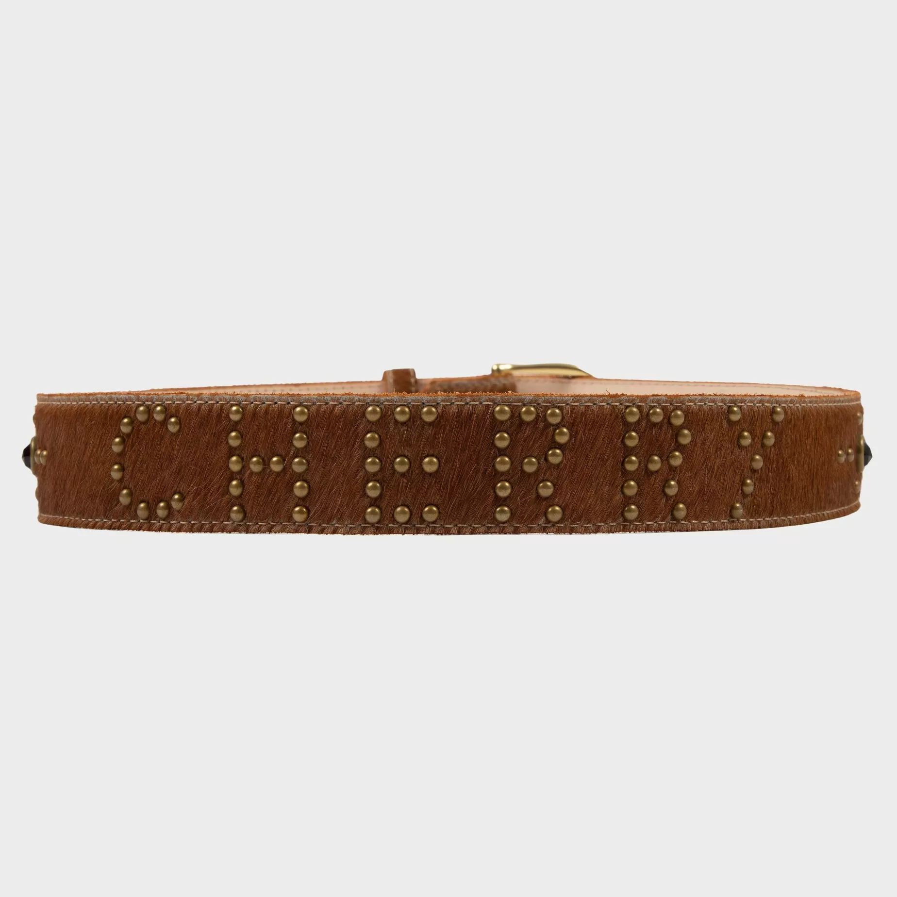 Cherry Accessories-Studded Leather Belt (Calf Hair)