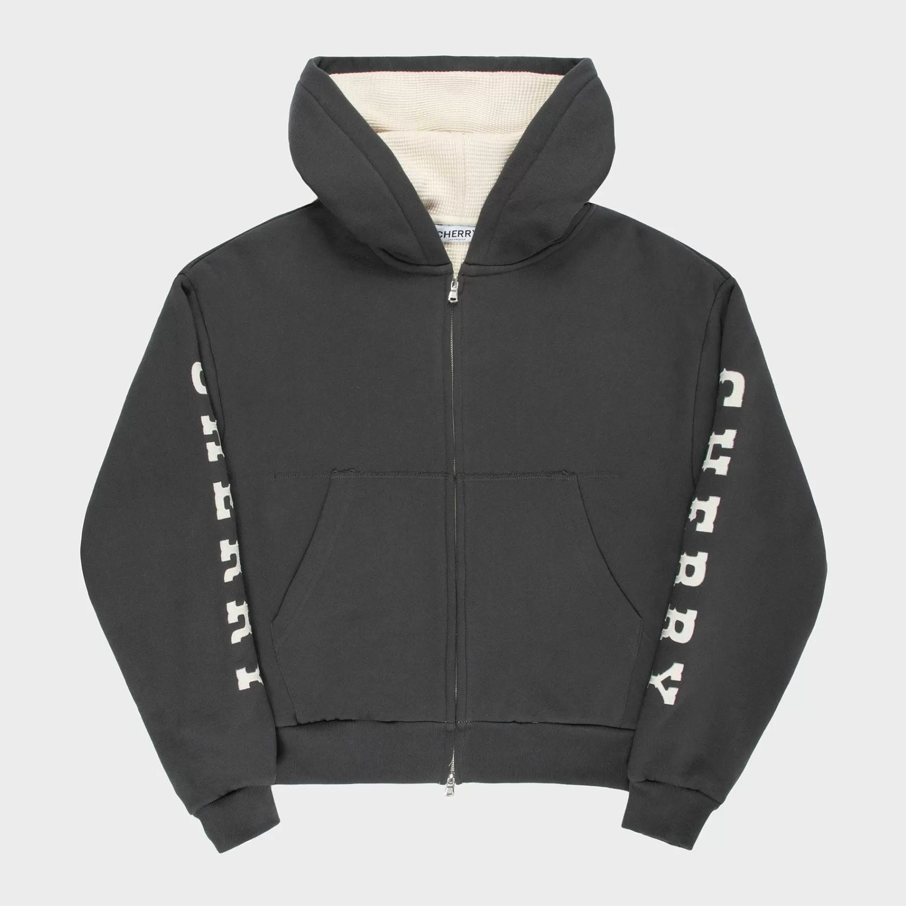Cherry Sweatshirts-Thermal Zip-Up Hoodie (Black)