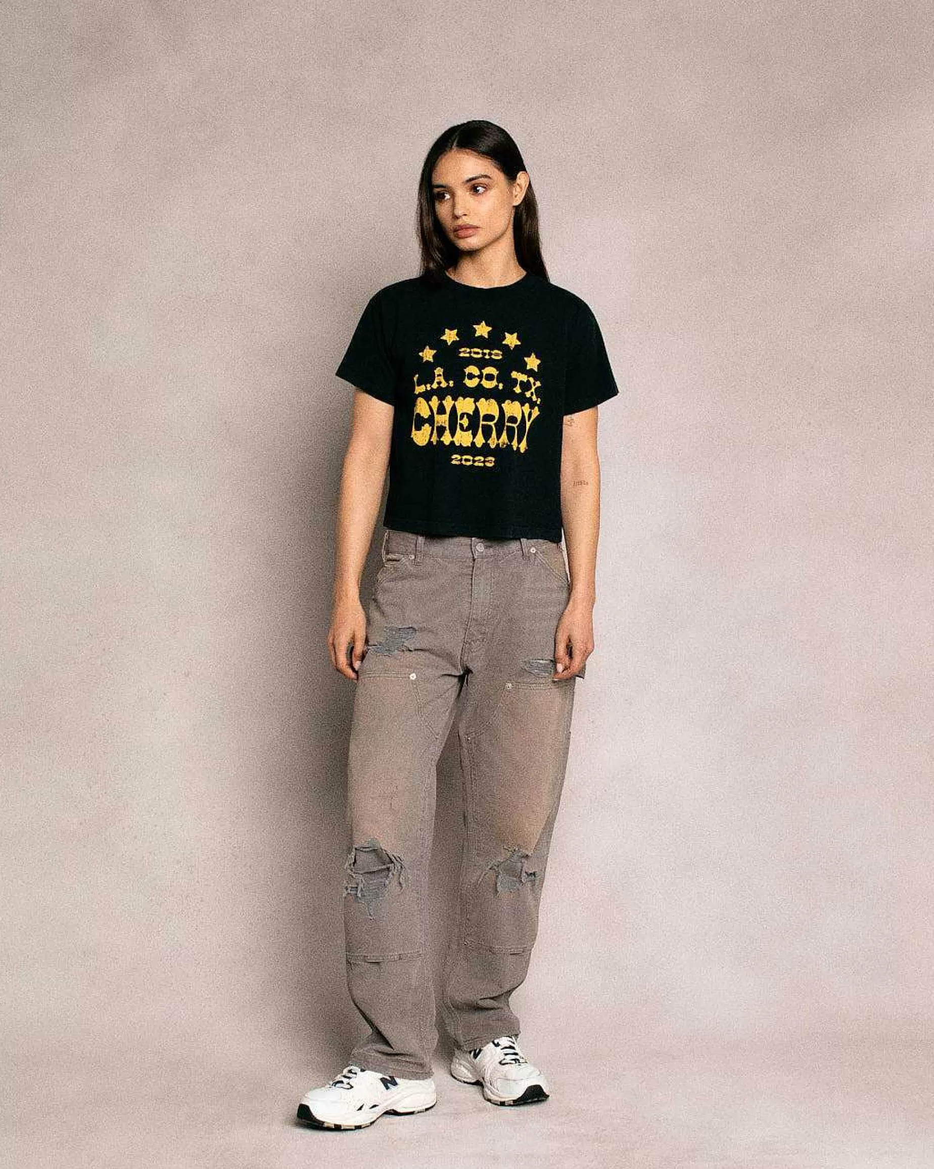 Cherry Women'S-Tri State Boxy Baby Tee (Vintage Black)