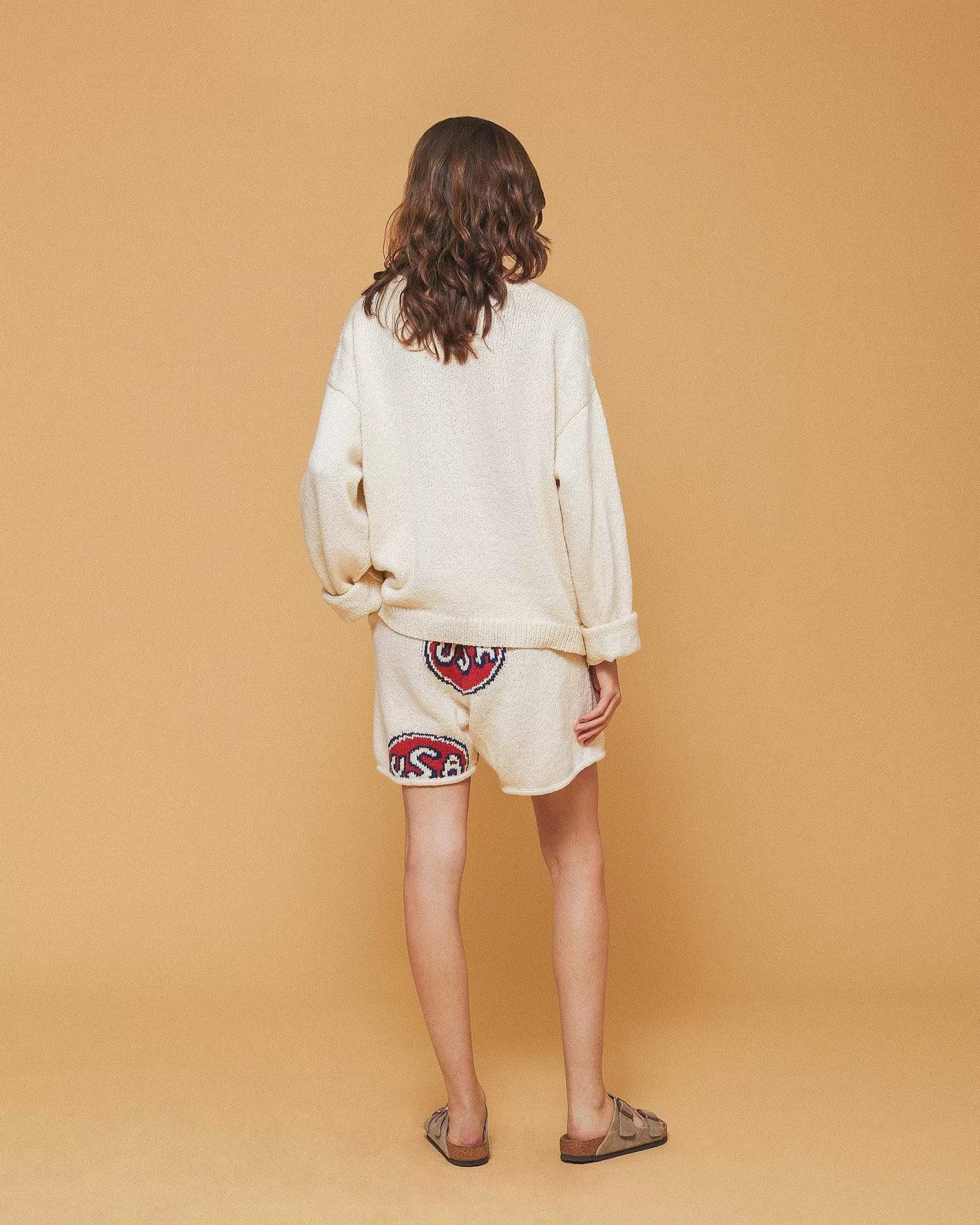 Cherry Shorts-Usa Knit Shorts (Cream)