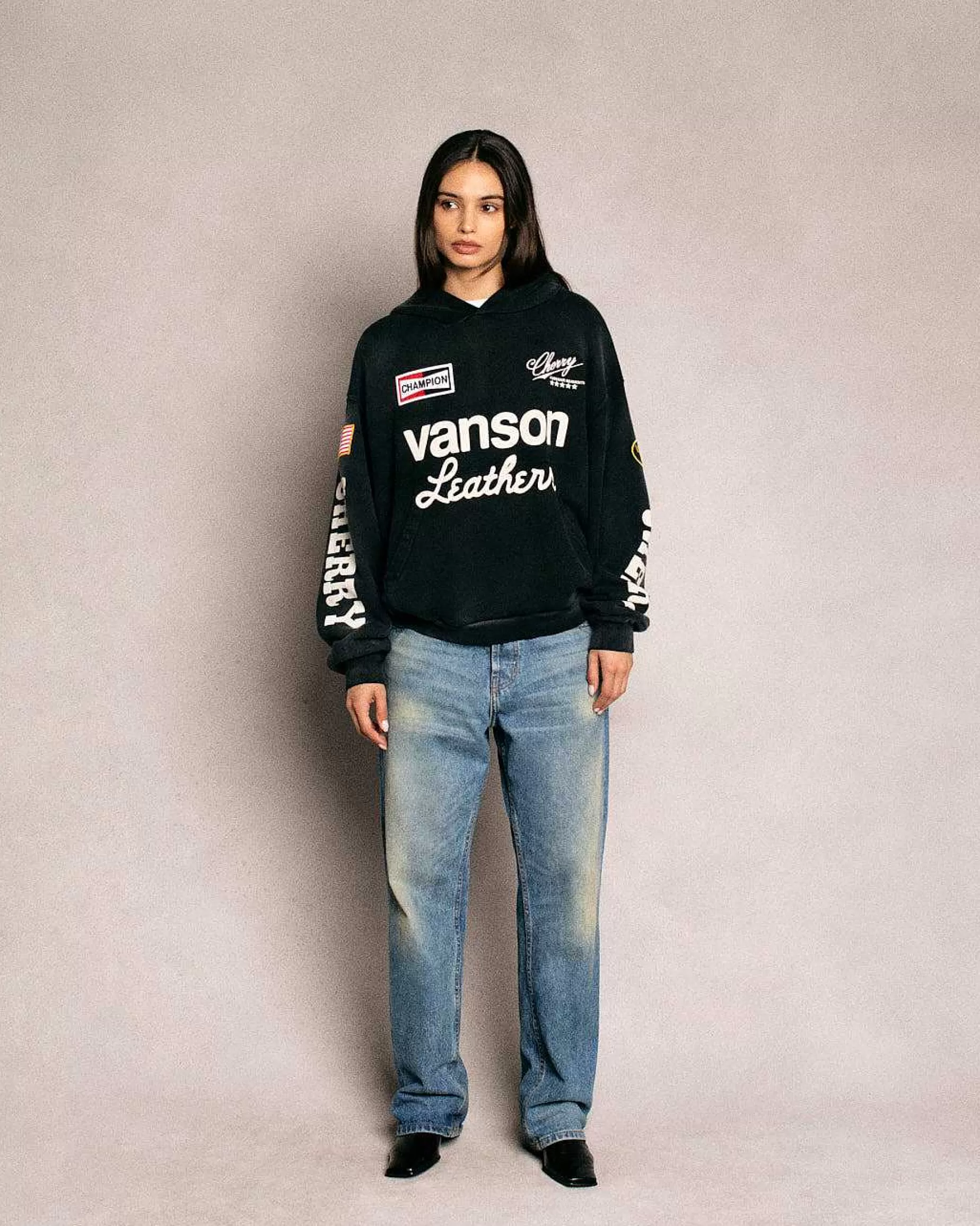 Cherry Sweatshirts-Vanson Hoodie (Vintage Black)