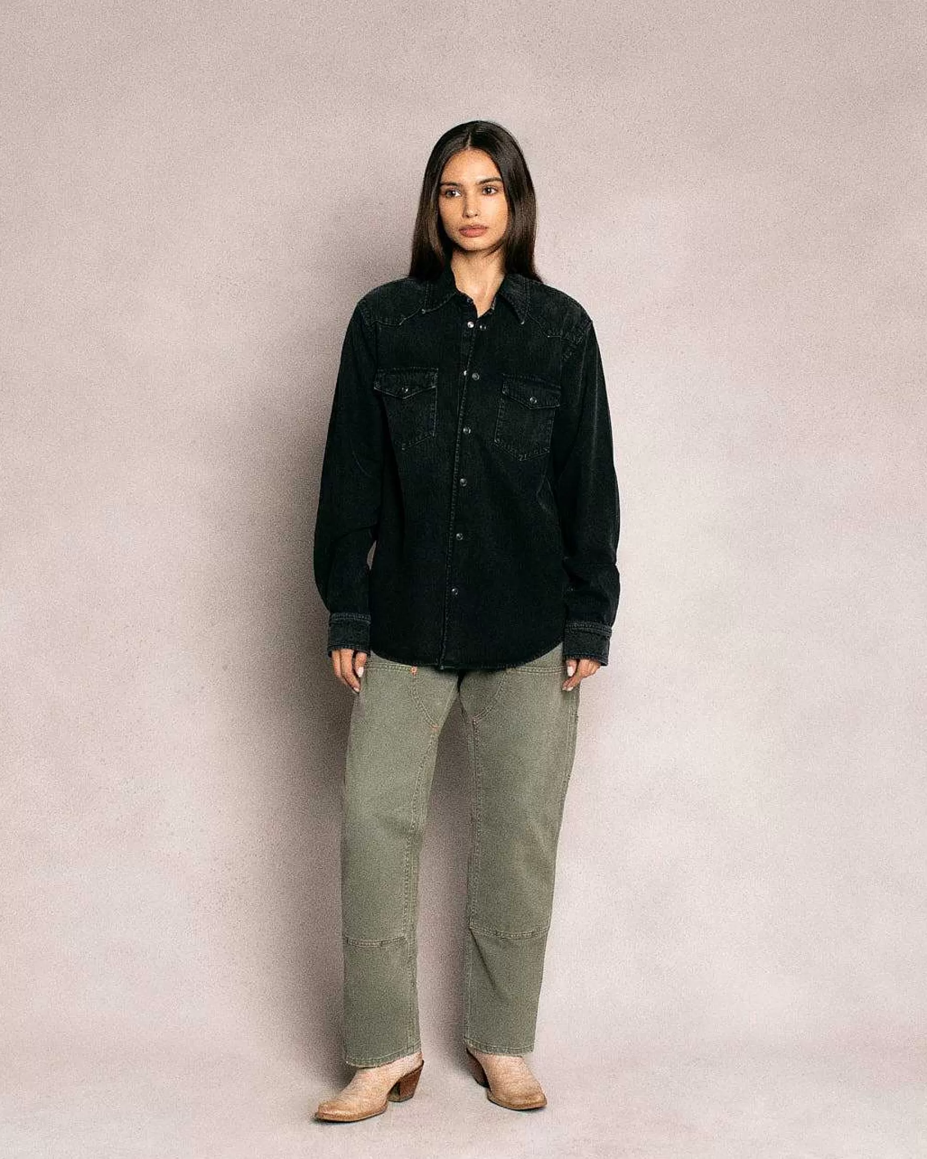 Cherry Shirting-Western Snap Shirt (Black)