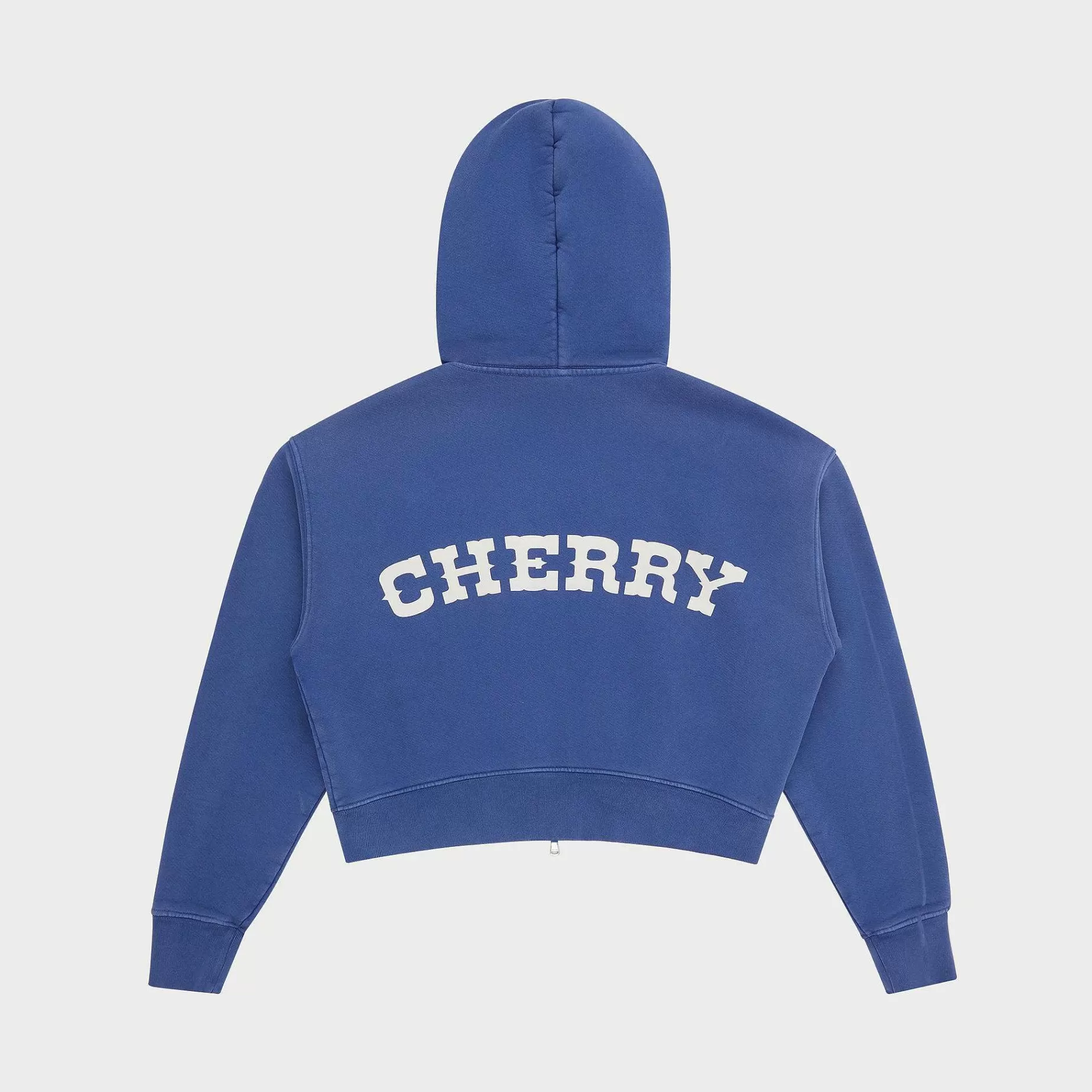 Cherry Sweatshirts-Women'S Cropped Zip-Up Hoodie (Navy)
