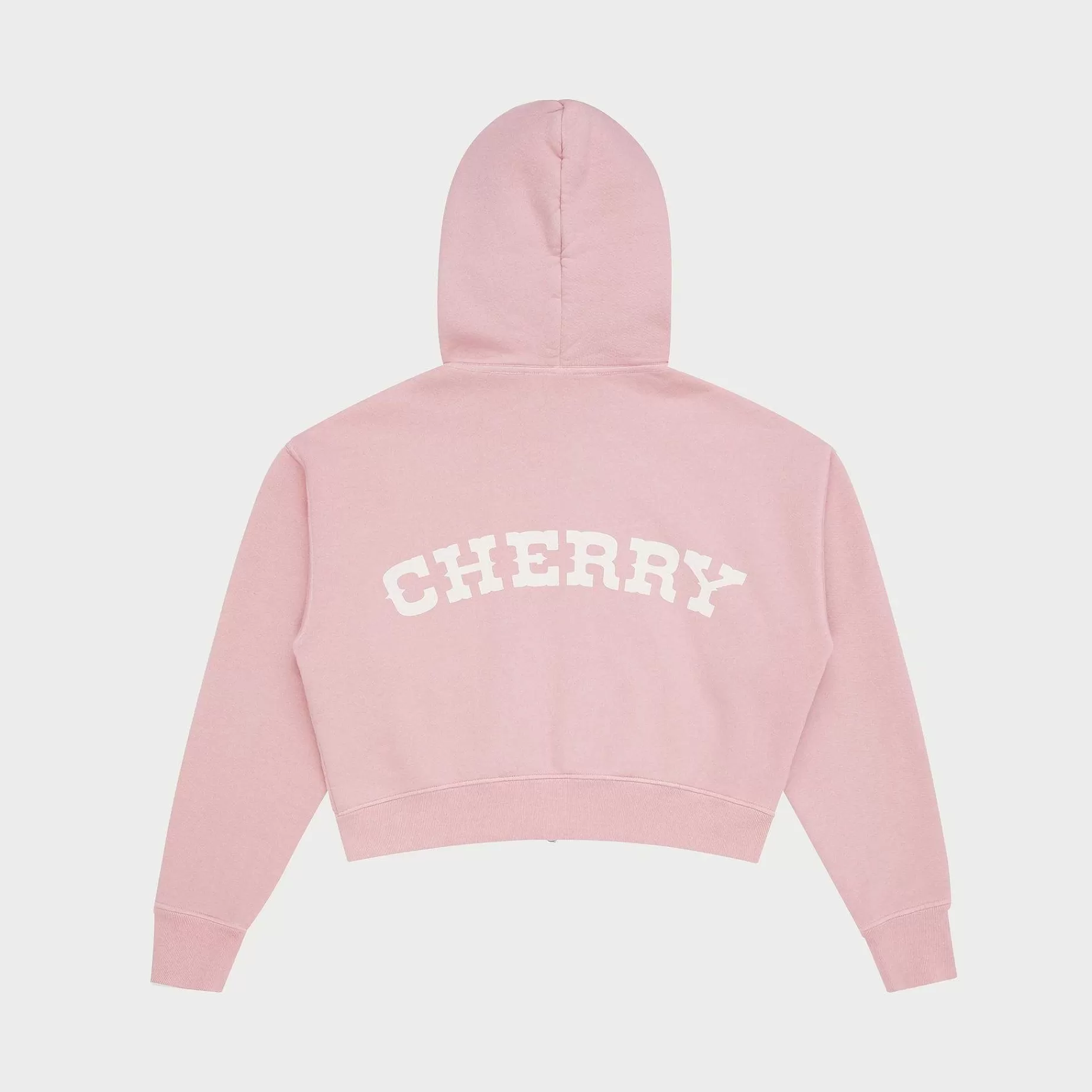 Cherry Sweatshirts-Women'S Cropped Zip-Up Hoodie (Pink)